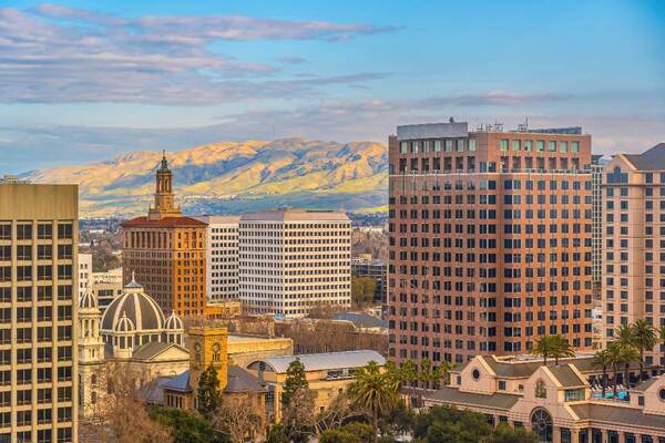 San Jose downtown with mountains smart cities PR