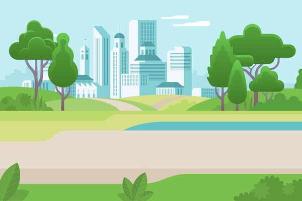 vector of city park connecting area smart cities Adobe